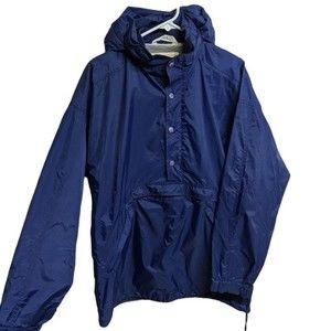 Eastern Mountain Sports Navy Blue Windbreaker Pullover Hooded Jacket